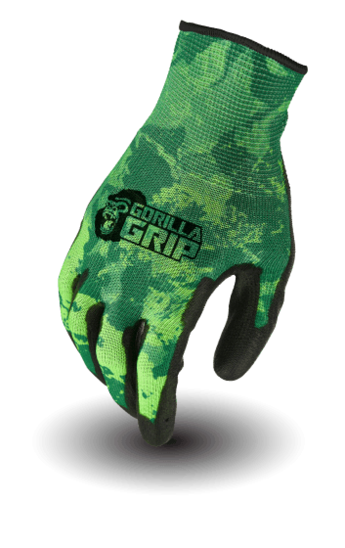 Gorilla Grip Veil Tac Black Camo No-Slip Fishing Gloves