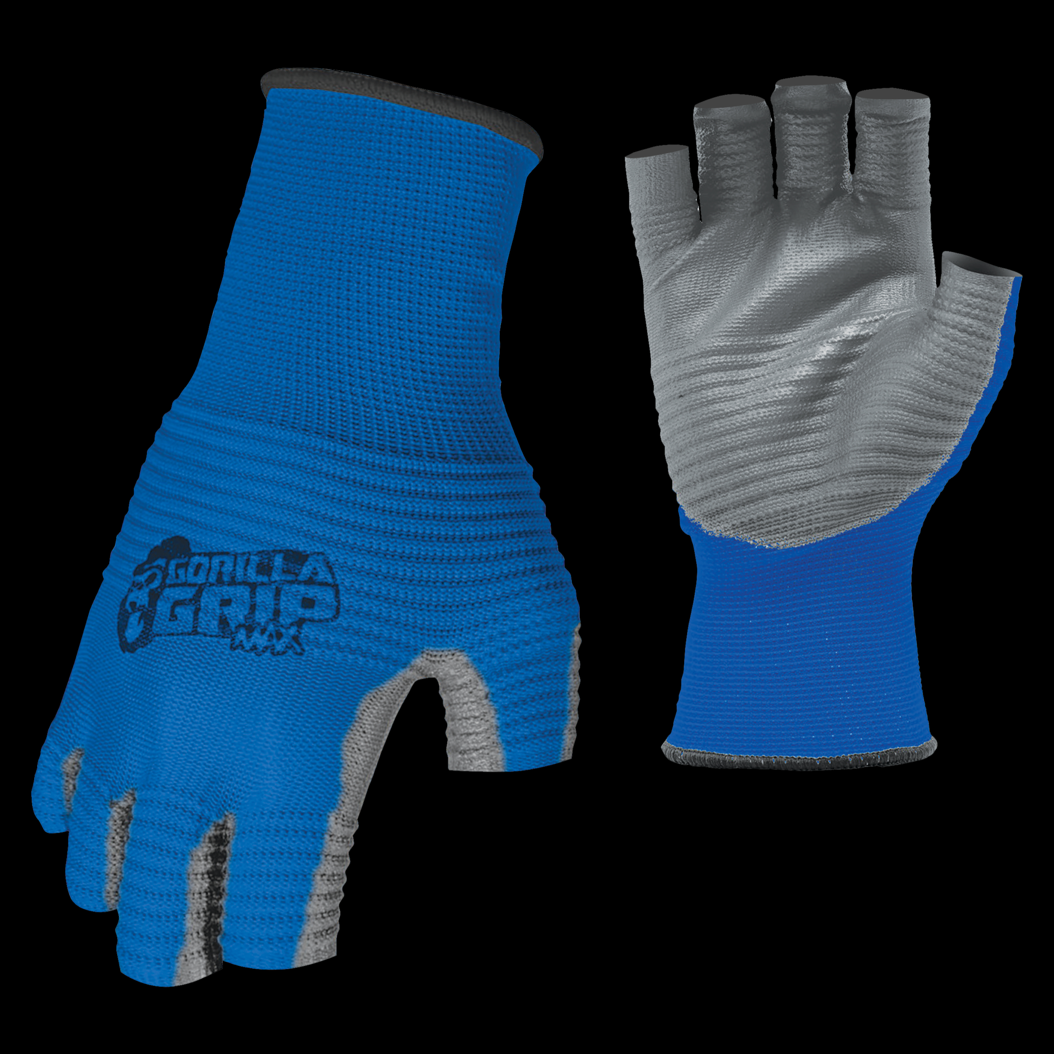  Gorilla Grip MAX Fingerless Gloves, Breathable Fingerless  Work and Fishing Gloves with Ribbed Gripping Surface, Color: Blue and  Black